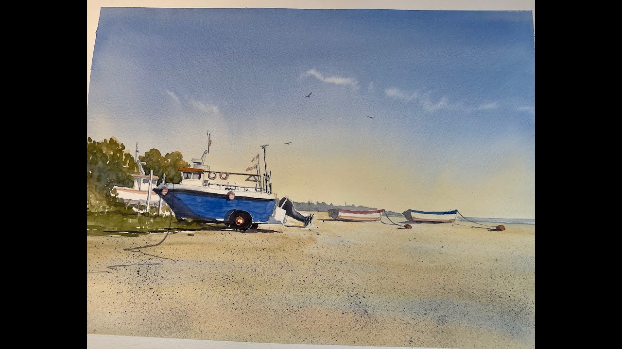 Boats on the Beach -step by step in watercolour.