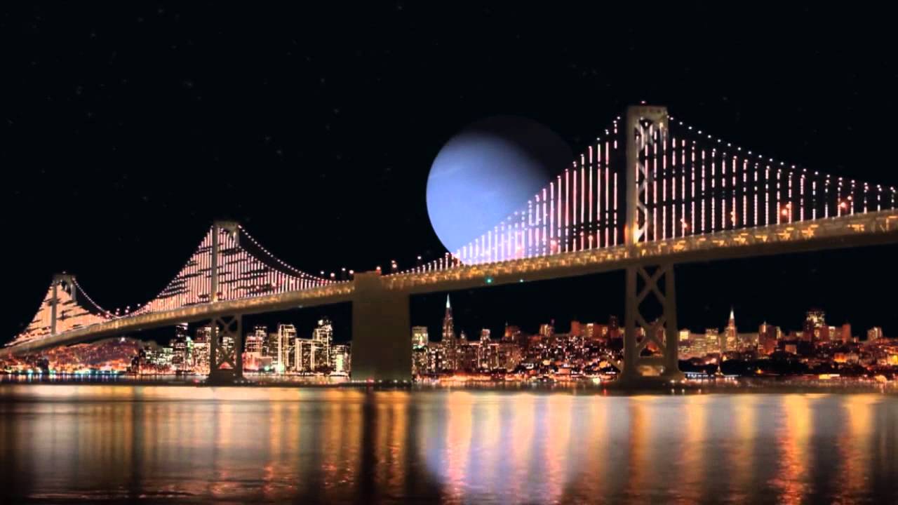 Bay Bridge, CA - What if the Planets replace with the Moon (Size Comparison)