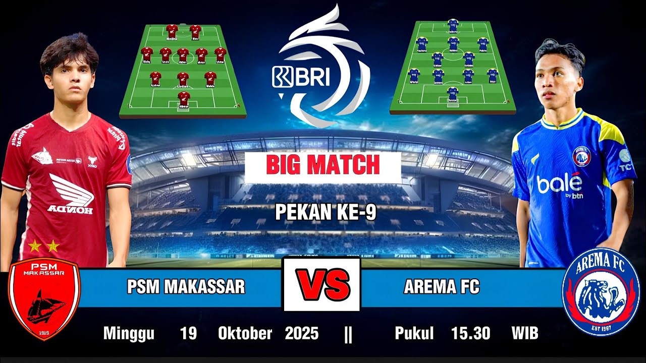 PSM MAKASSAR VS AREMA FC ,BRI SUPER LEAGUE PEKAN KE-9 