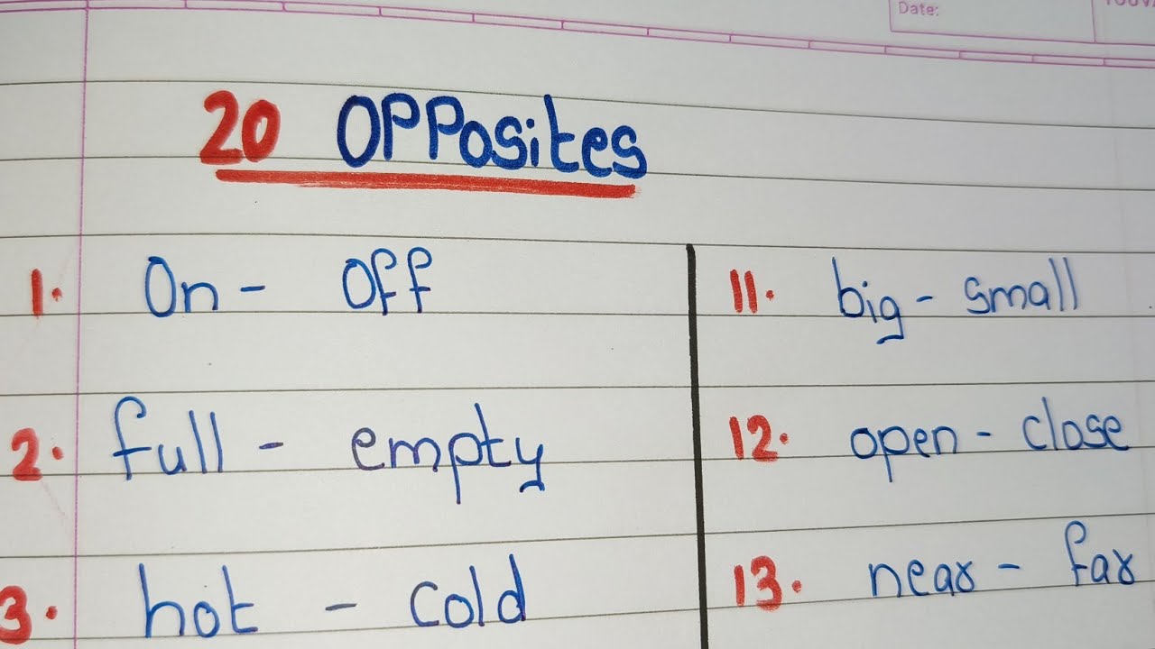 20 OPPOSITES // Opposites in english// 20 Examples of Opposites 