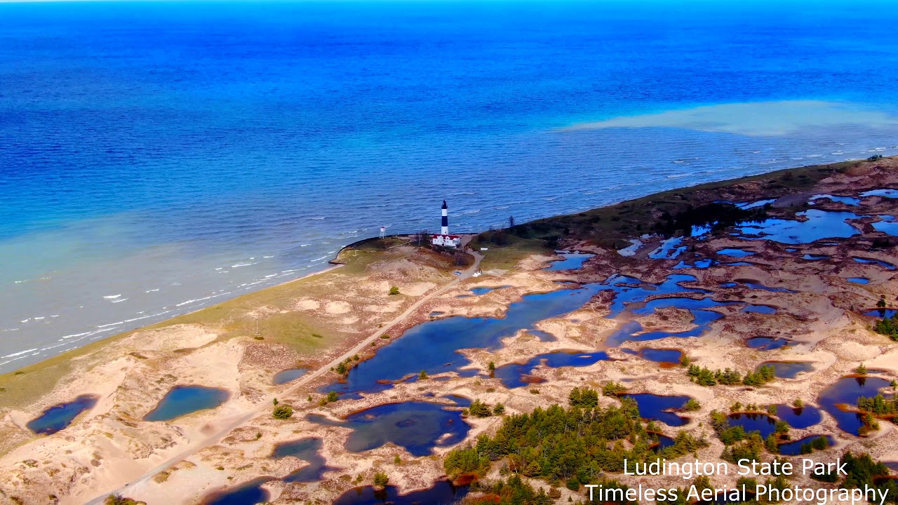 Amazing Fall Tour Of Ludington State Park and Big Sable Point Lighthouse 4K Drone Footage