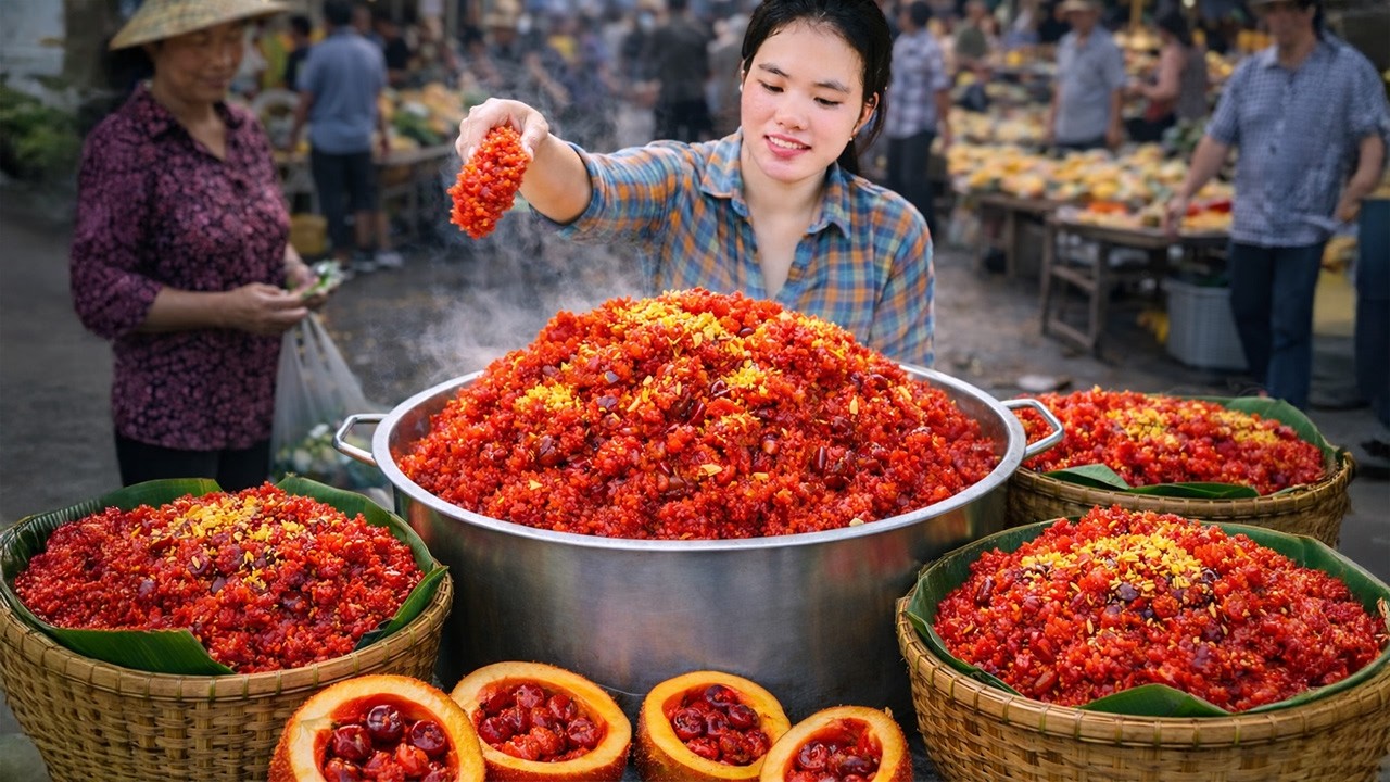 How to Make Gac Sticky Rice Go to Market to Sell - Harvesting Gac Fruit | Trieu Thi Thuy
