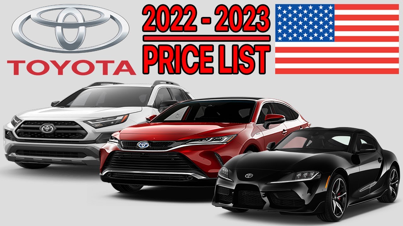 TOYOTA CAR PRICE LIST USA 2022 to 2023