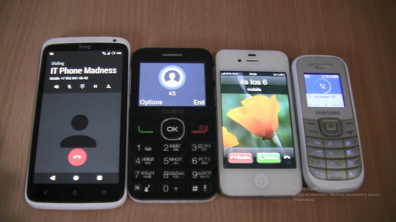 Incoming call &Outgoing call at the Same Time Samsung 1200M+Alcatel+Iphone 4s ios 6+htc One x custom