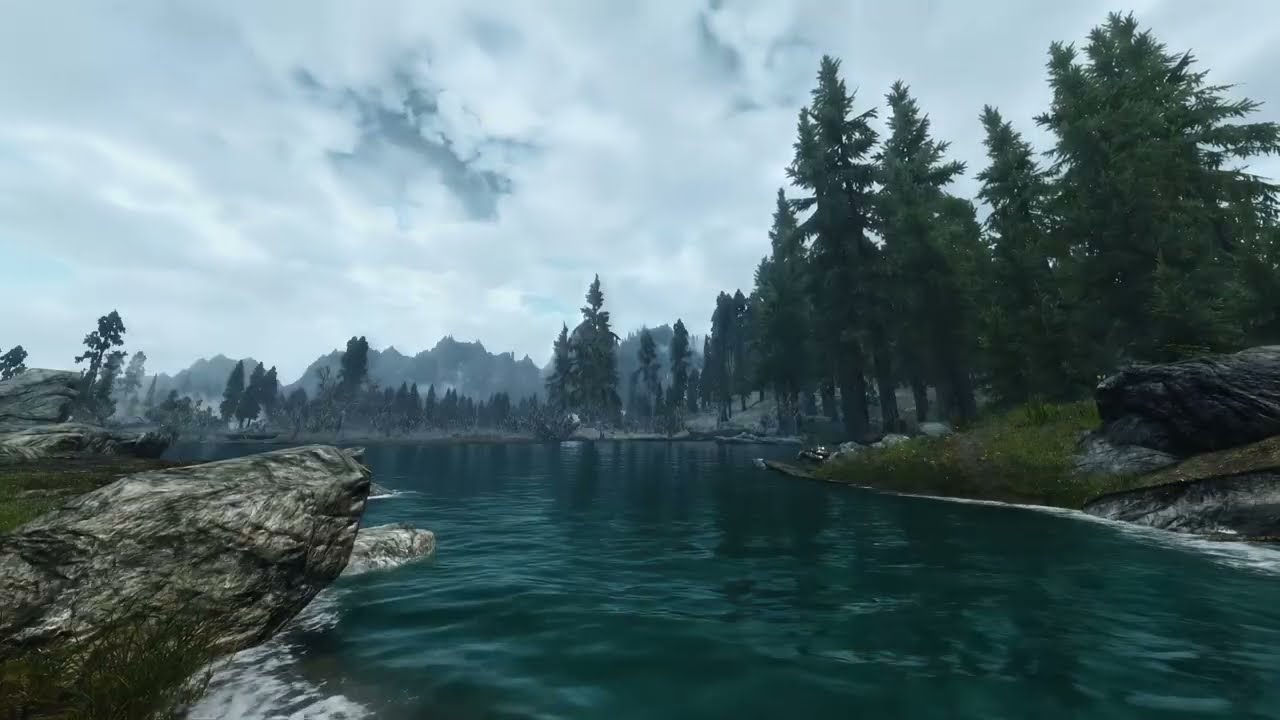 Skyrim River Ambience – Relaxing Jeremy Soule Music for Mind Healing, Deep Sleep & Focus | 4K NO ADS
