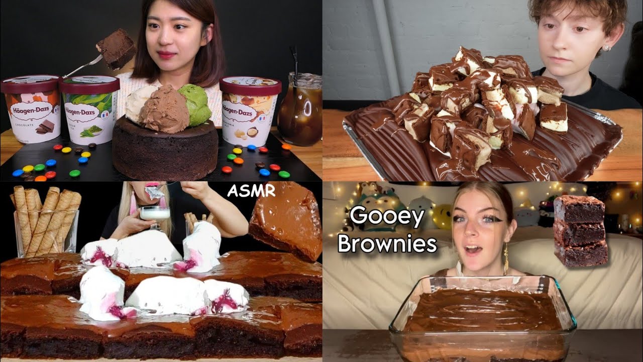 Brownie with ice cream mukbang