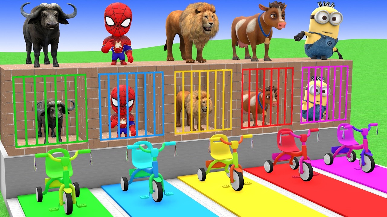 Long Slide Game With Elephant Gorilla Buffalo Hippopotamus Tiger 3d Animal Game Funny 3d Animals