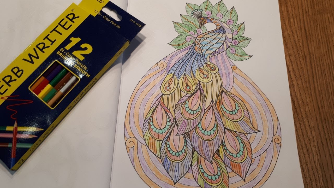 Full - Relaxing with a Peacock: Stress-Relief Coloring Masterpiece