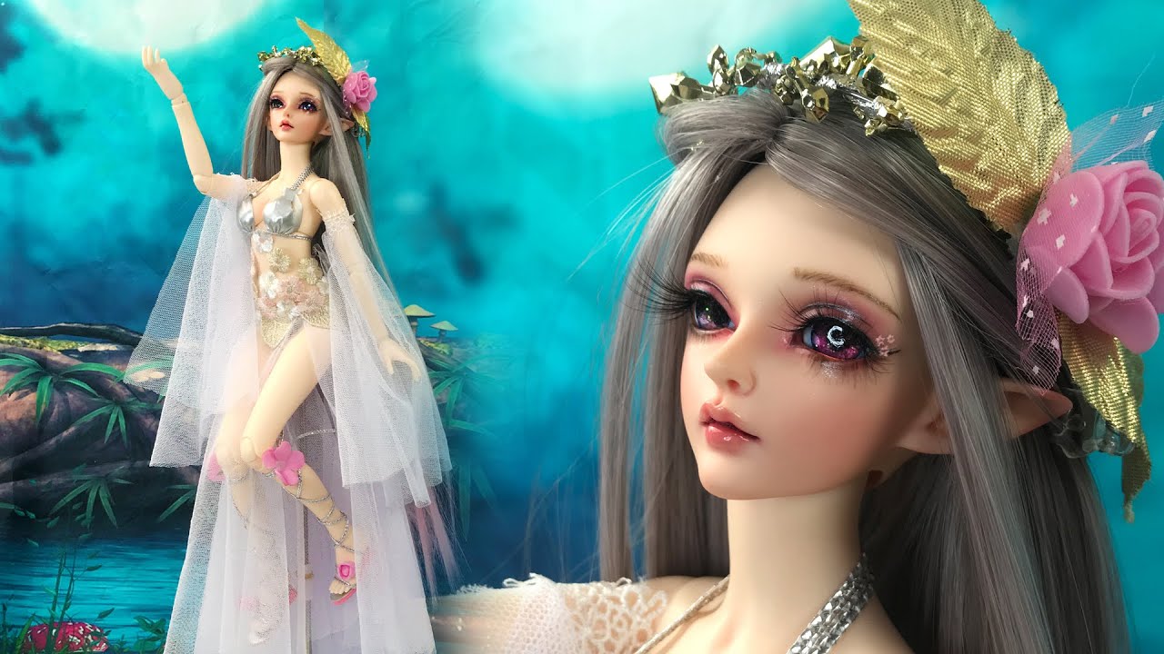 BJD Doll Elf Repaint With DIY Dreamy Dress, BJD娃娃重绘, BJD人形の塗り直し, BJD 인형 다시 칠하기, Decorate BJD OOAK
