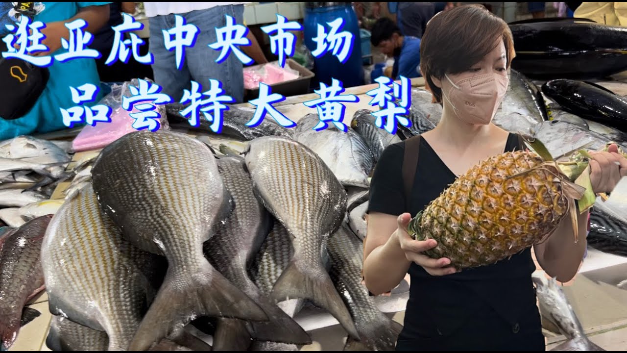 逛亚庇中央菜市场，传说东马海鲜超级便宜是否是真的？看各种海鲜、水果，品尝特大黄梨……