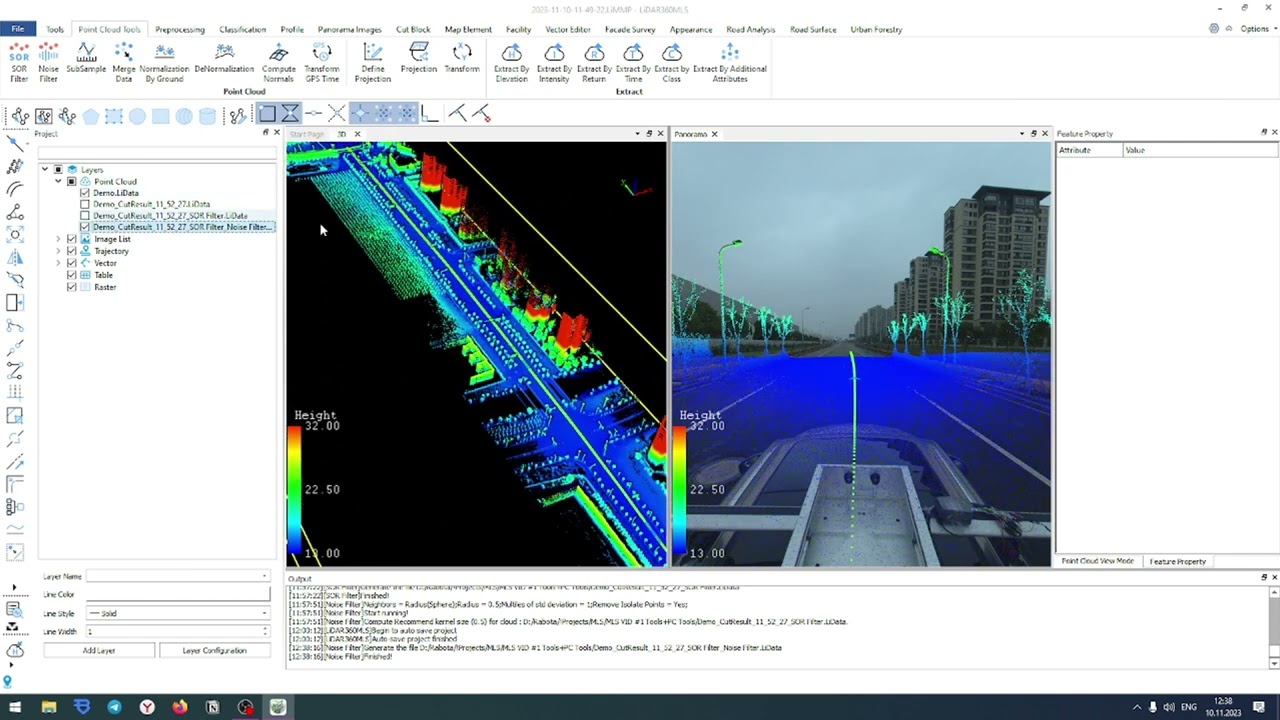 LiDAR360 MLS. Введение в ПО и выполнение основных функций предварительной обработки облаков точек