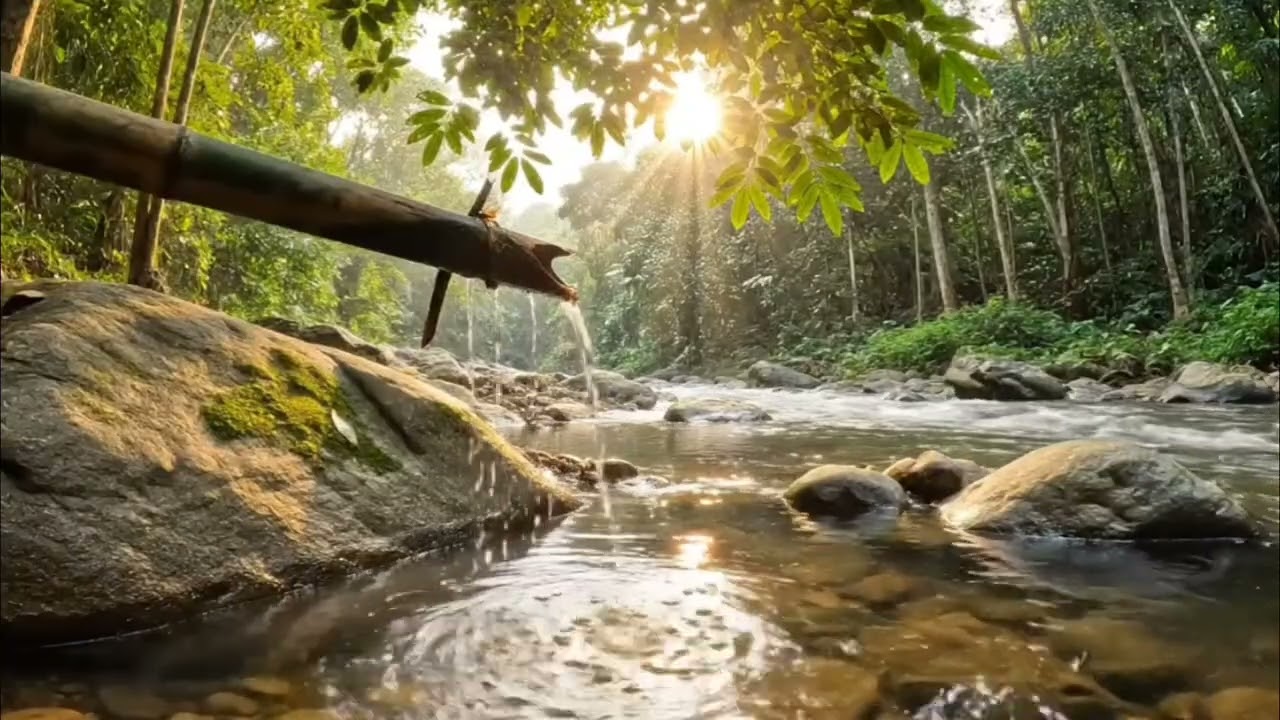 Nature Sounds, Bamboo Water Flow, Sleep Music, Relaxation of Mind & Soul