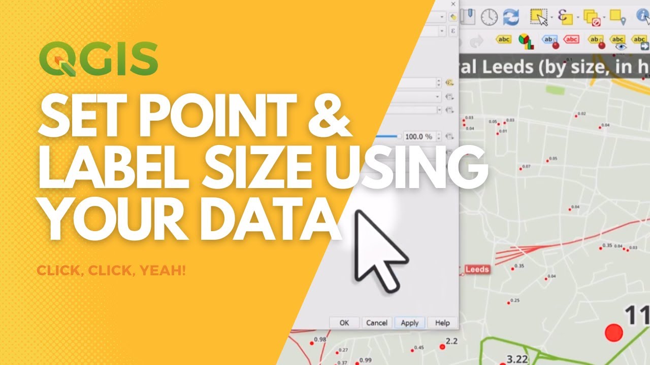 Set the size of points and labels using your data in QGIS