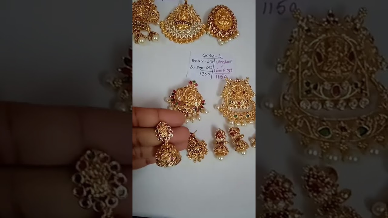 Combo 3 (1 lakshmi pendant + 1 ear rings)