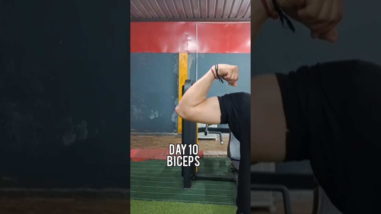 Day 10 Biceps💪 Slowly enjoy the process 🔥#youtubeshorts #viral #fitwithme #workout #trending