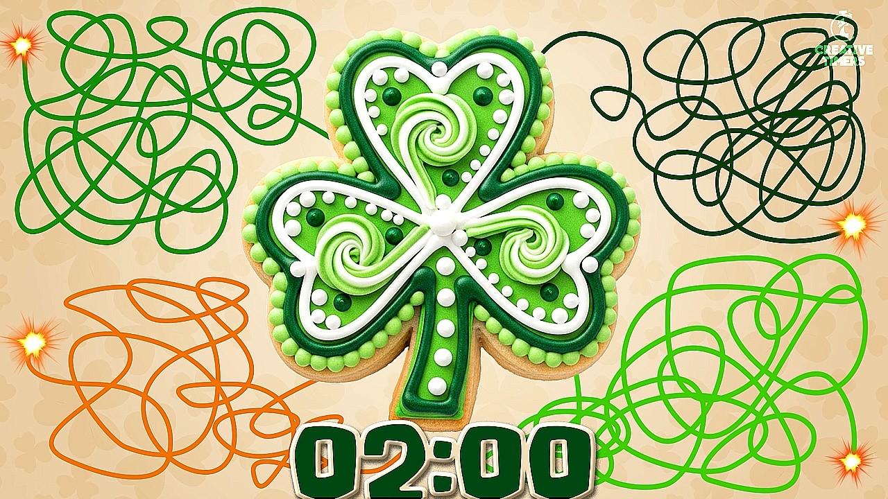2-МИНУТНЫЙ Таймер - ТРИЛИСТНИК (ПЕЧЕНЬЕ-БОМБА) ☘️🍪 Обратный отсчет ко ДНЮ СВЯТОГО ПАТРИКА с музыкой