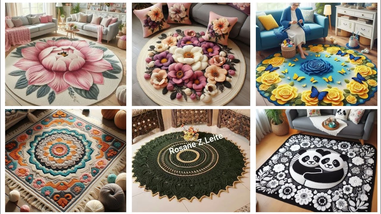 crochet carpet designs 😁 latest ideas 🤩💡#latest#trending#woolen#handmade#fashion#new#crochet