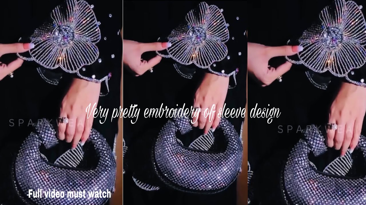 Very pretty embroidery sleeve design 🖤🤍full video drafting and embroidery 