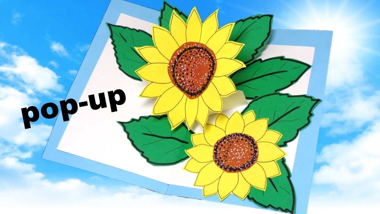 【pop-up card 作り方】A sunflower /ひまわりポップアップカード/花