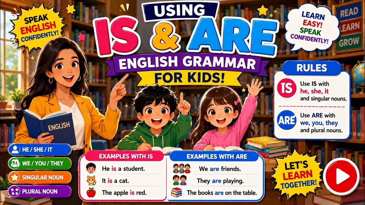 Using is and are for kids| English Grammar | is and are sentences|