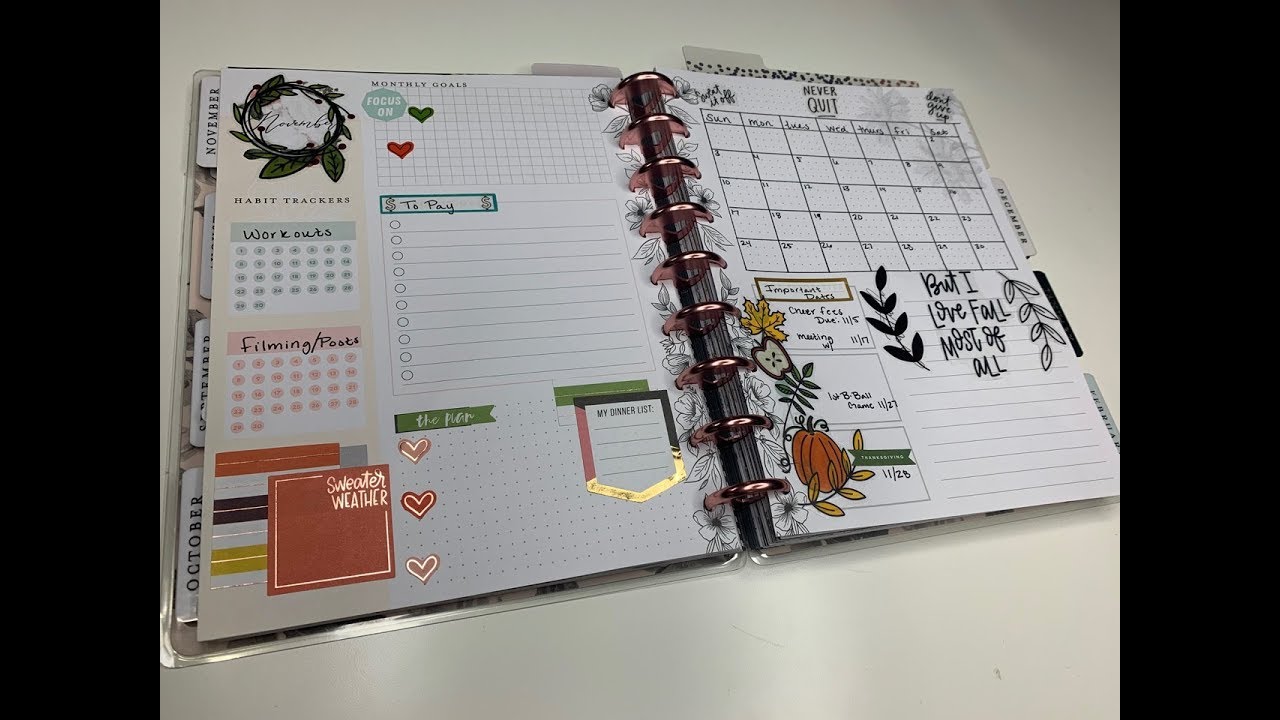 Prepping My Happy Planner Monthly Layout For November
