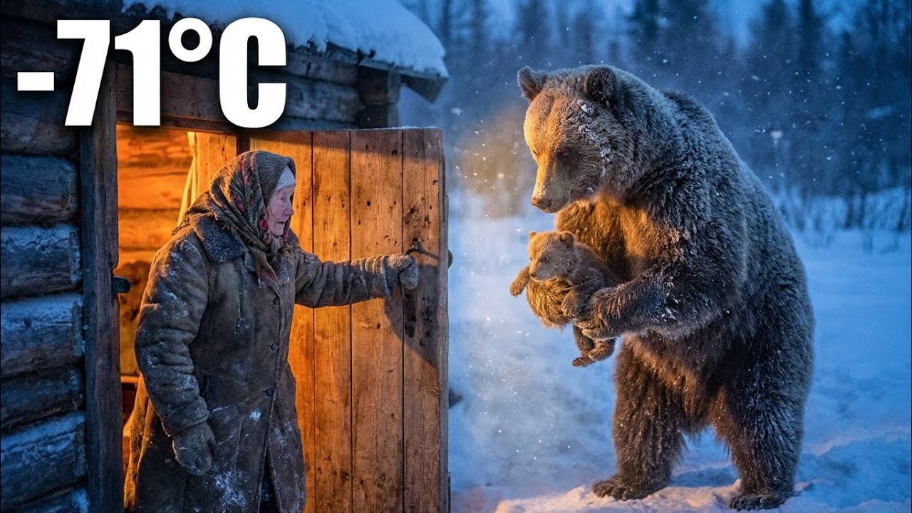 Wild Bear Brings Sick Cub to 80-Year-Old Woman's Door at -71°C in Siberia