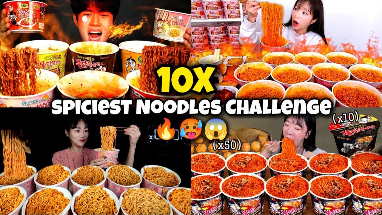 🔥 10x Spicy Buldak Noodles Challenge | World's Spiciest Mukbang 😱🥵