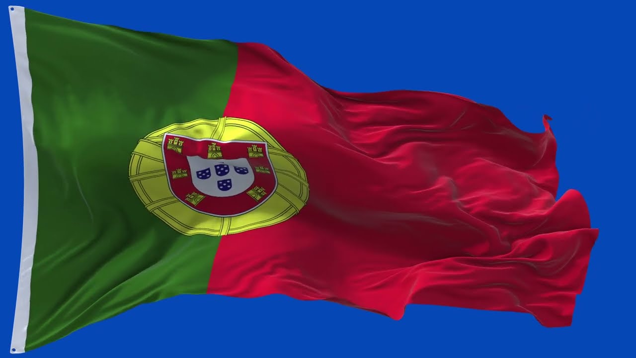 🚩Portugal Flag Waving| GREEN SCREEN & CHROMA MATTE🚩
