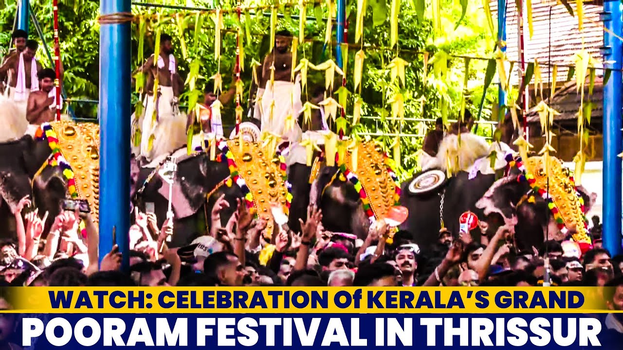 Devotees throng Vadakkumnathan Temple, Thrissur on occasion of Kerala’s grand Pooram festival