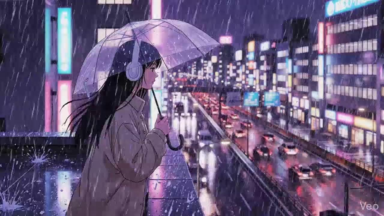 Japanese Neon City Rain 🌧️ Lofi Chillhop for Study & Focus