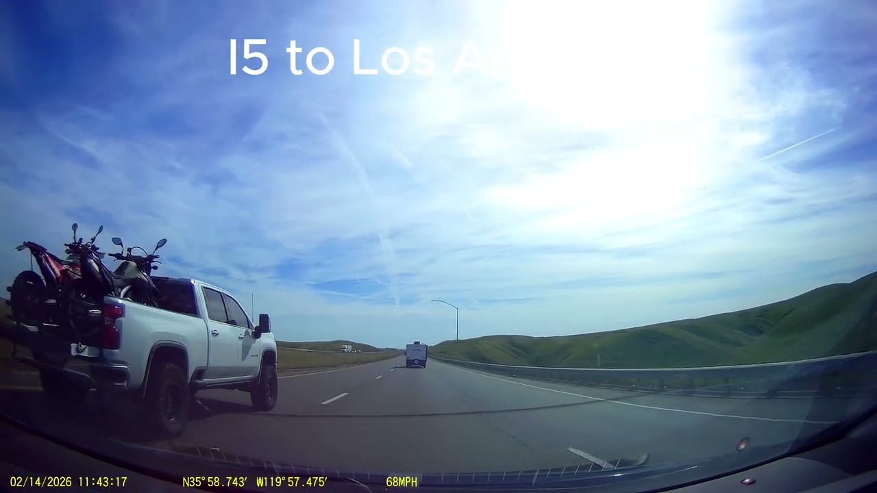 I5  North to Los Angeles ,  CA USA . Dashcam . Feb 14 2026.