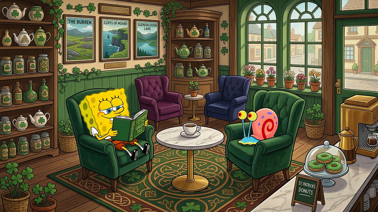 Cozy St. Patrick’s Café Corner 🍀 Lofi Study Music for Focus & Calm 🌿 Soft Lofi for Relaxation