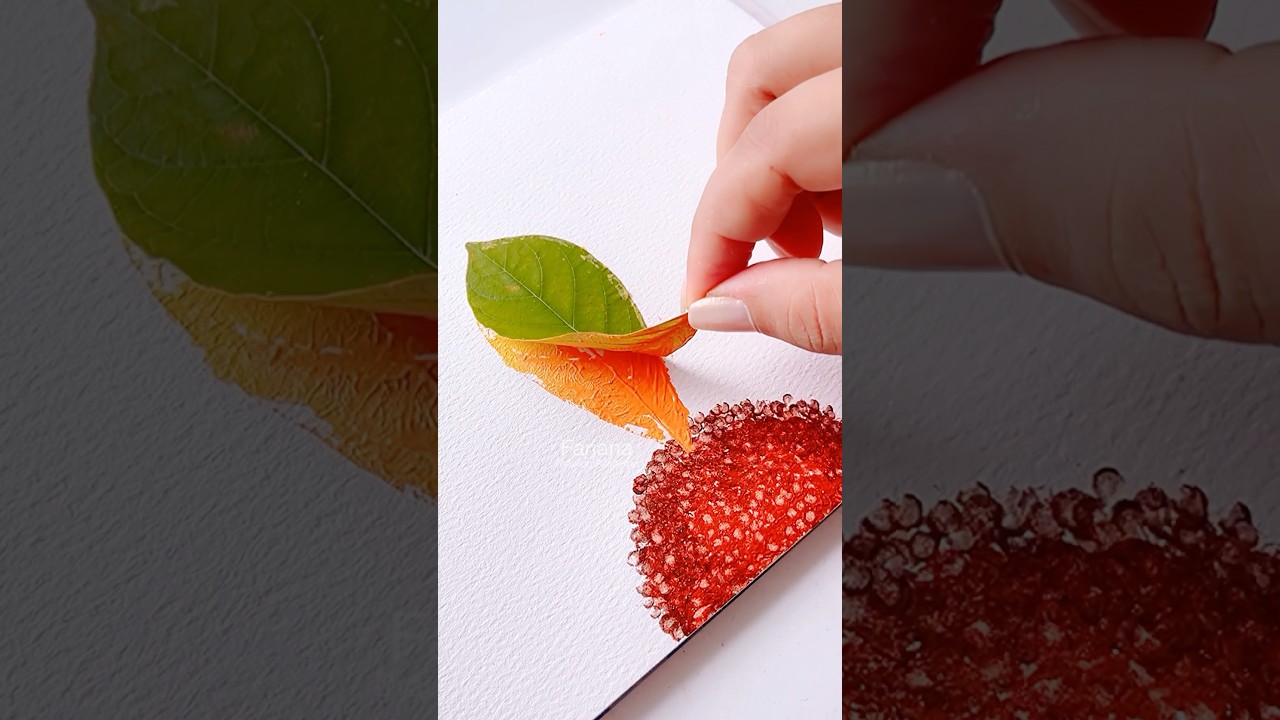 Painting with leaf #painting #art #satisfying