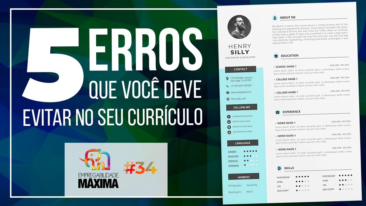 ❌📝#34 - 5 ERROS QUE VOCÊ DEVE EVITAR NO SEU CURRÍCULO