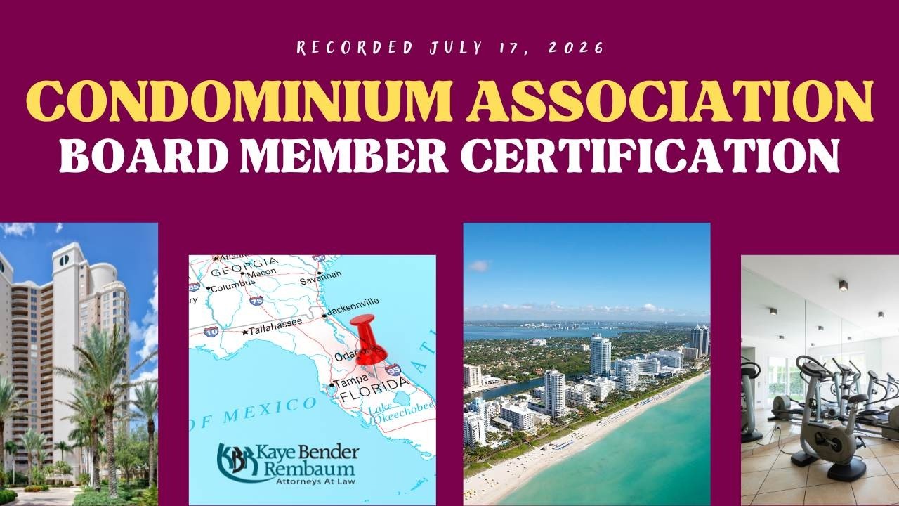 Condo Board Member Certification | Recorded July 17, 2026