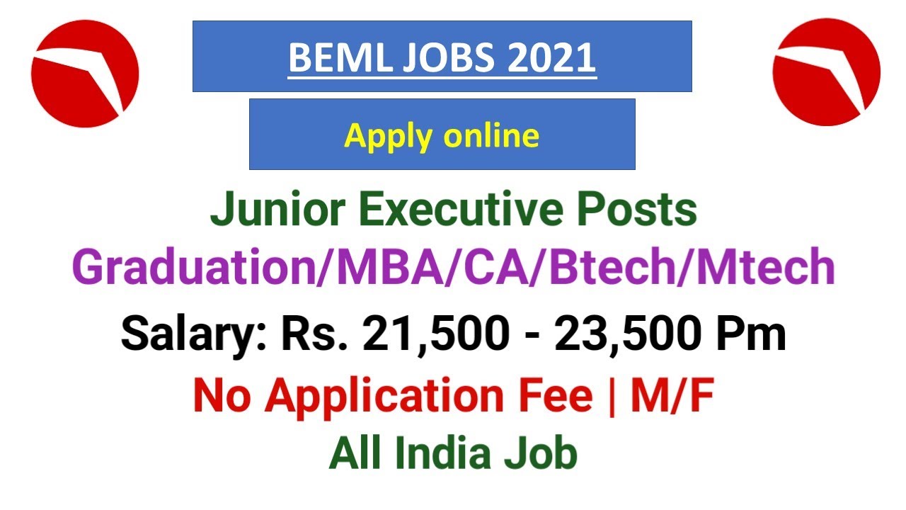 BEML Recruitment 2021-Junior Executive