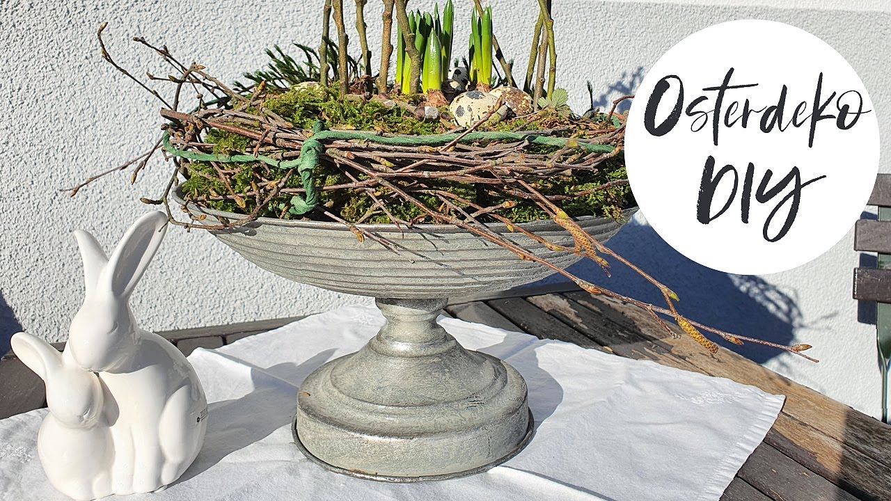 Einfache Osterdeko in der Schale mit Naturmaterialien I DIY Deko KatisWeltTV
