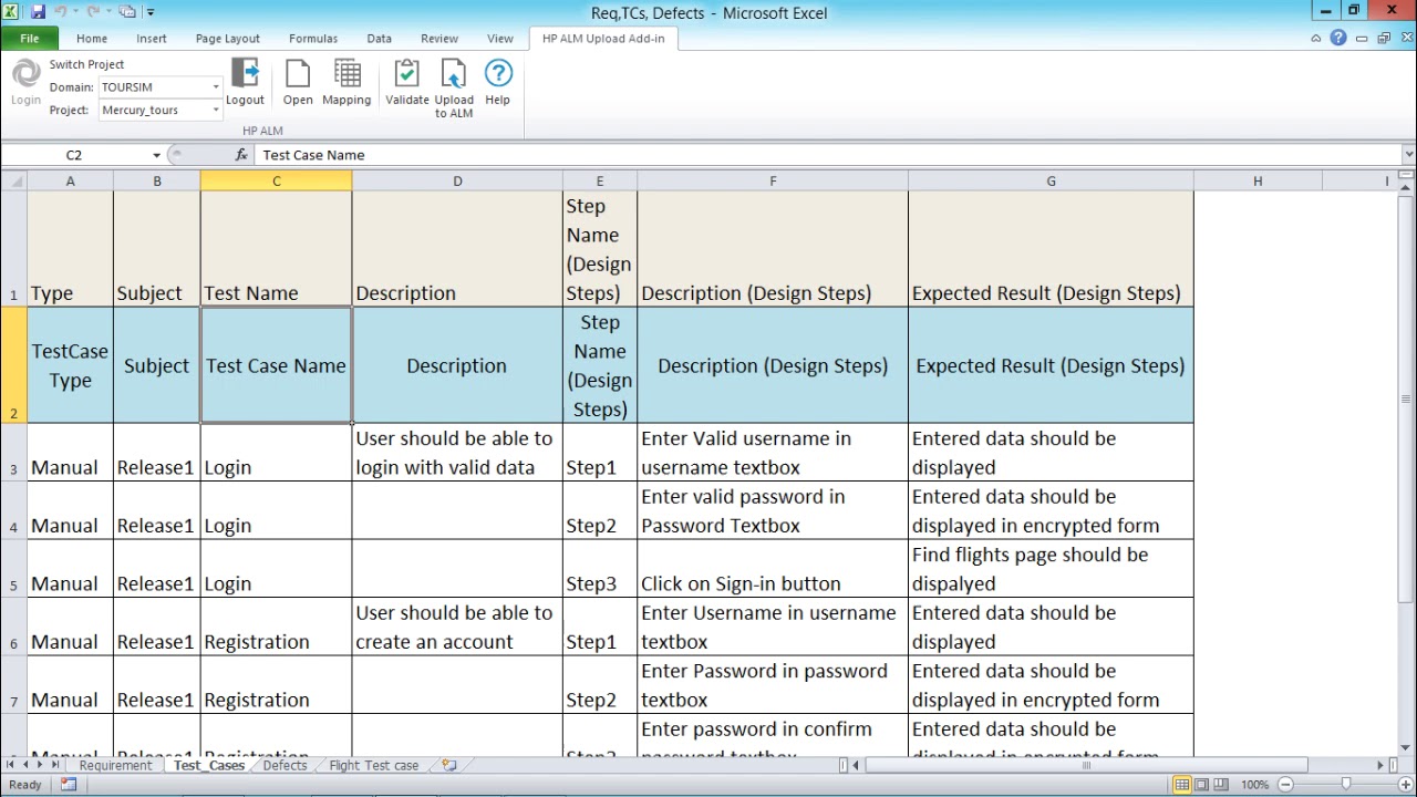 HP ALM - Import Test Cases From Excel