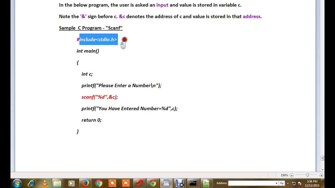 TAMIL SCANF FUNCTION IN C PROGRAM EXAMPLE DEMO