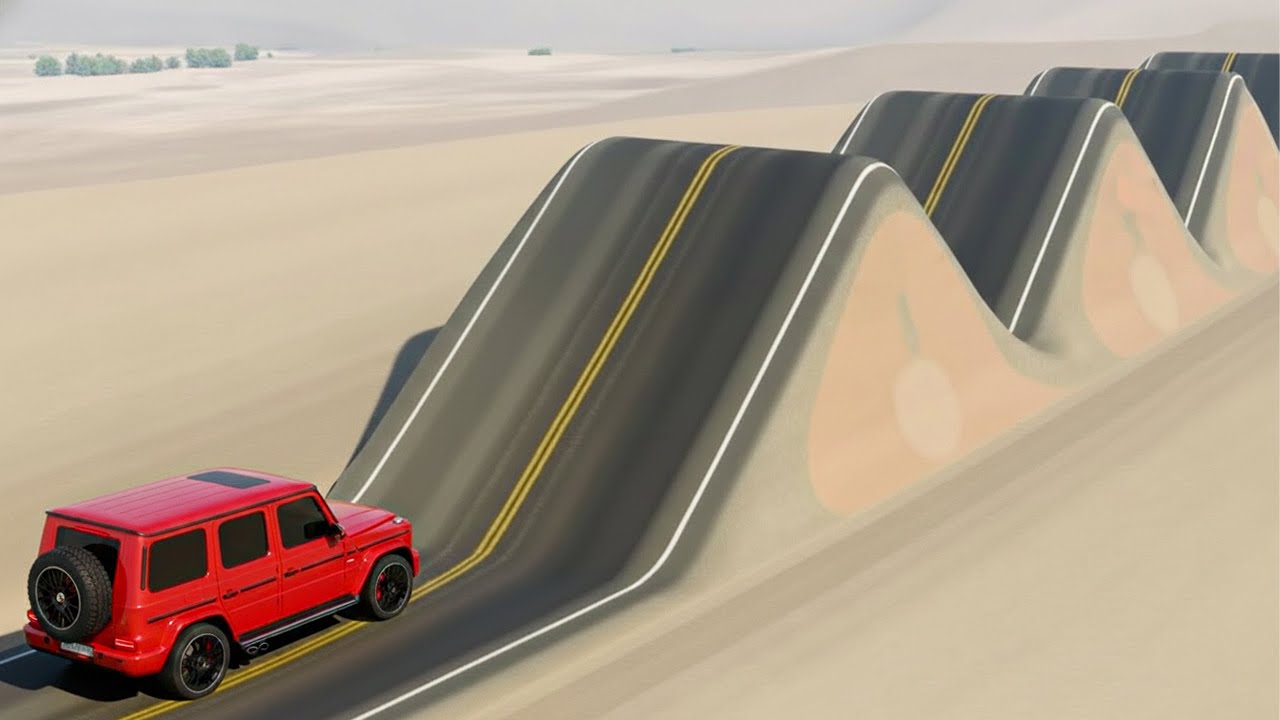 Cars vs Giant Bulge Challenge #1 in BeamNG Drive!