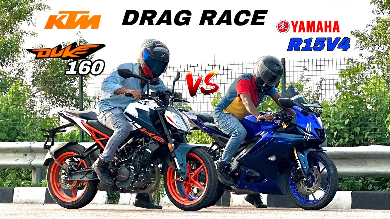 Ktm duke 160 vs yamaha r15 V4 | drag race | shocking results 😨