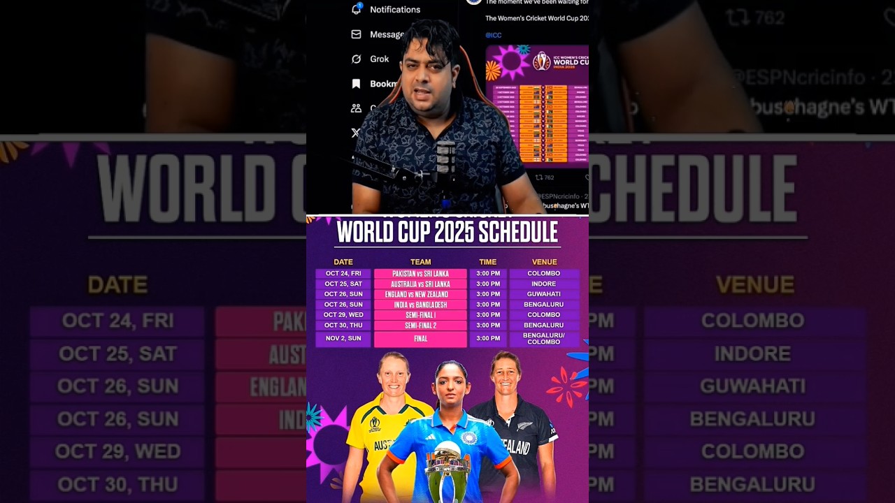 Women World Cup 2025 Schedule is OUT 🇮🇳 | India&rsquo;s Full Fixture List! #teamindia