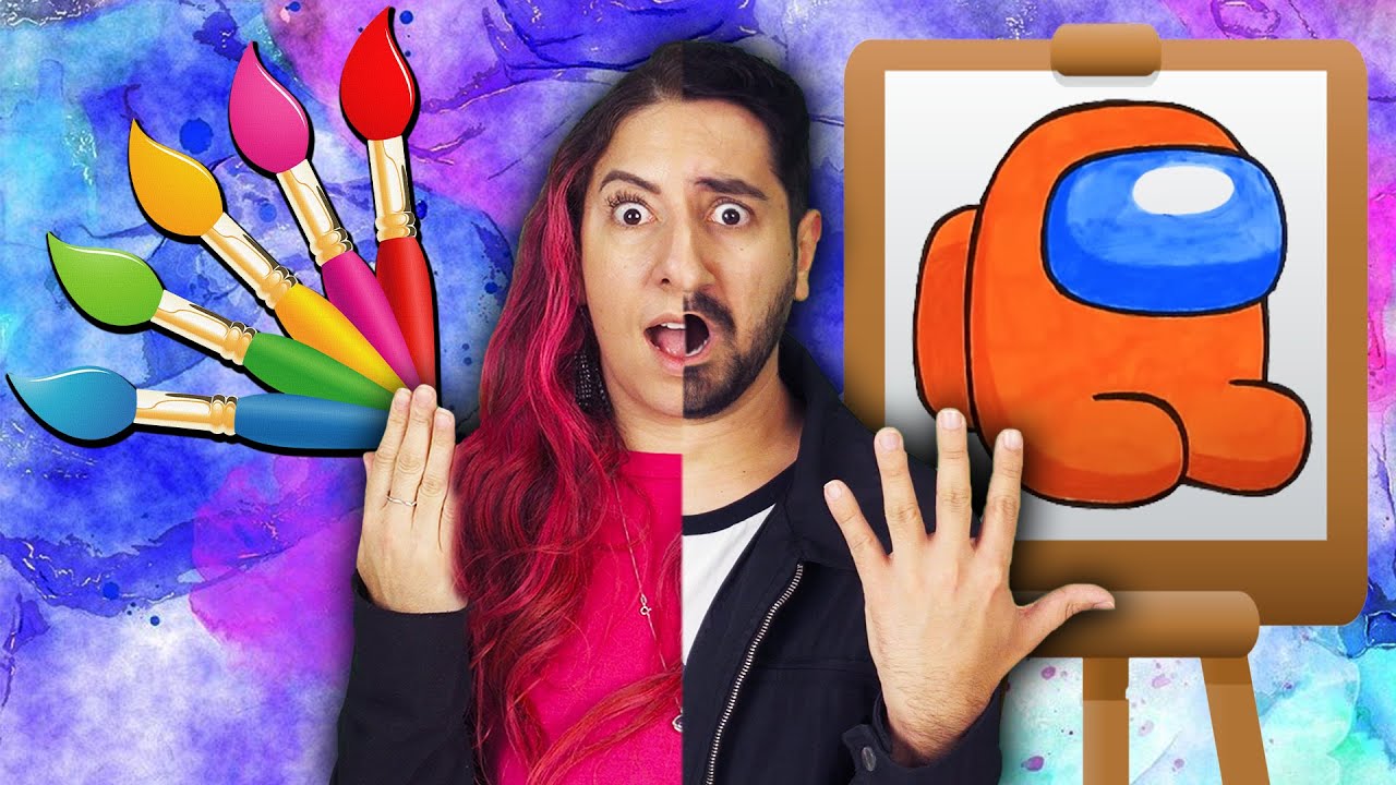 MISTURAMOS O NOSSO CORPO E DESENHAMOS DESENHOS FAMOSOS | Gabriel e Shirley 2.0