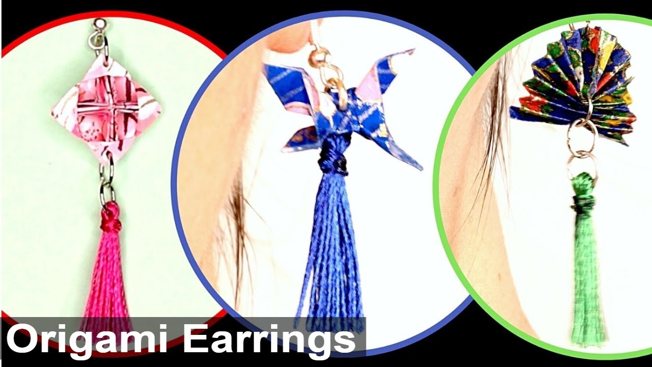 Origami Earrings - How to Make Origami Earrings - Origami paper Earrings Tutorial (4)