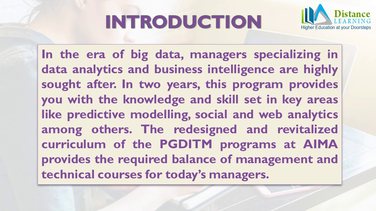 Distance Education PGDITM in Data Analytics and Business Intelligence