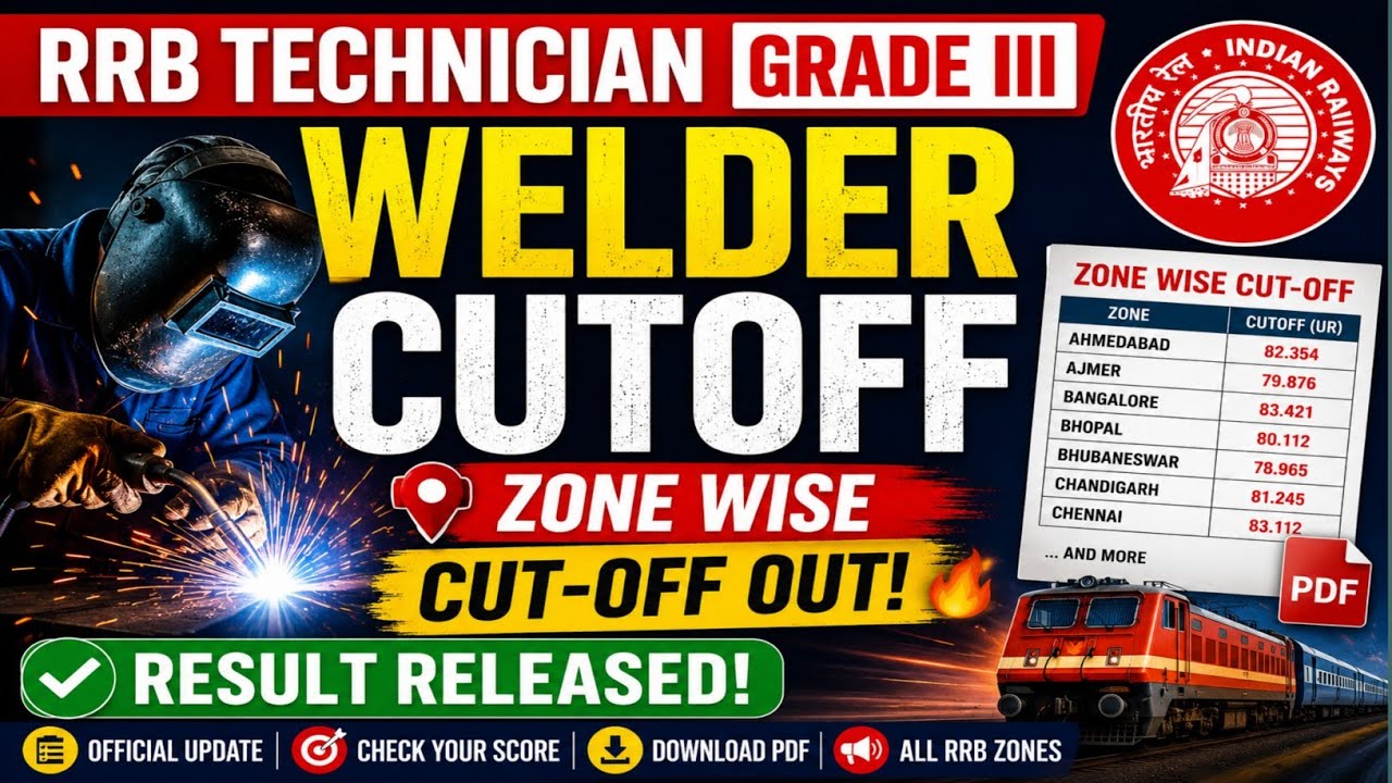 🔥 RRB Technician Grade 3 Welder Cut Off 2025 | Zone Wise Cut Off Out | Result Released | Score Check