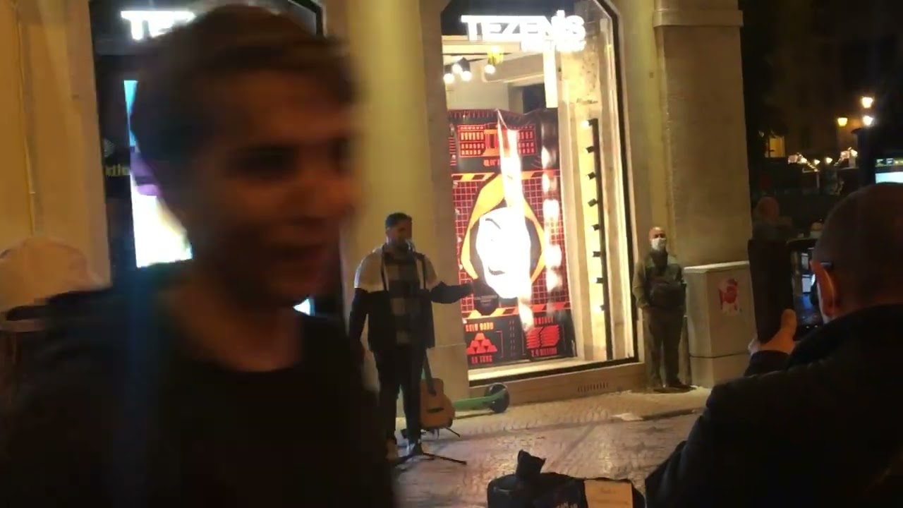 Lisbon, live show at night - Rossio