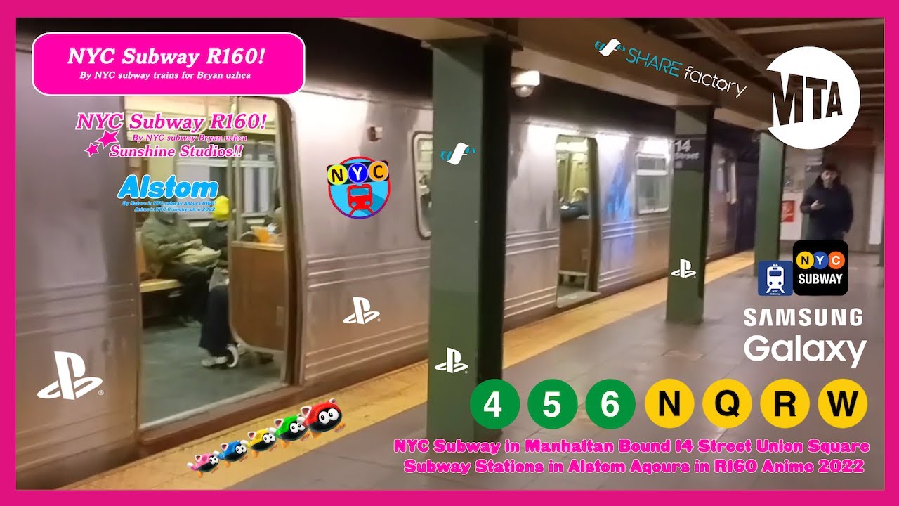 NYC Subway in Manhattan in 14 Street, Union Square Subway stations on 4 5 6, N Q R W and L trains