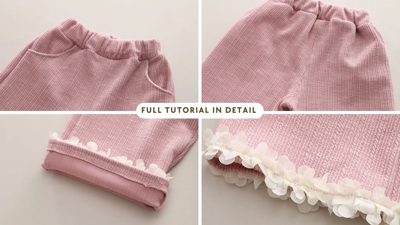 Latest Baby Girl Pocket Pant Design with Lace | Full Sewing Tutorial Step by Step