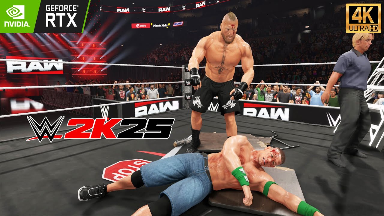 WWE 2K25 - Brock Lesnar vs John Cena  - Can Cena Survive? Iron Man Extreme Rules (4K60fps)